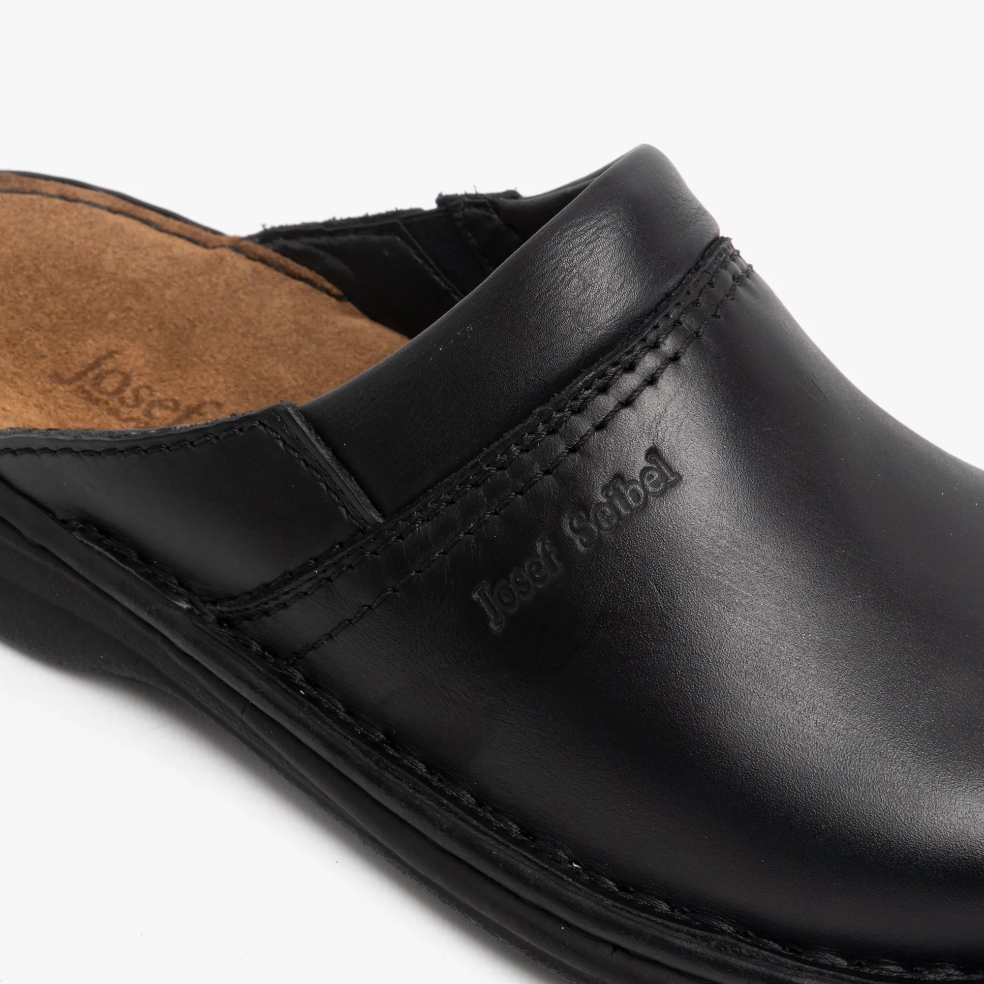 Josef Seibel MAX Mens Leather Mule Clogs Black