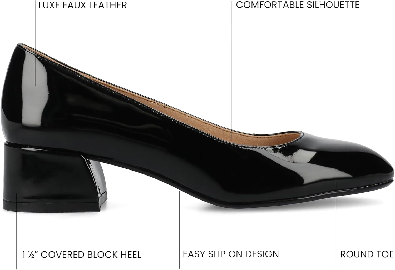 Journee Collection Womens Saarii Block Heel Dress Pumps Cushioned Slip On Covered Round Closed Toe Fashion Shoe