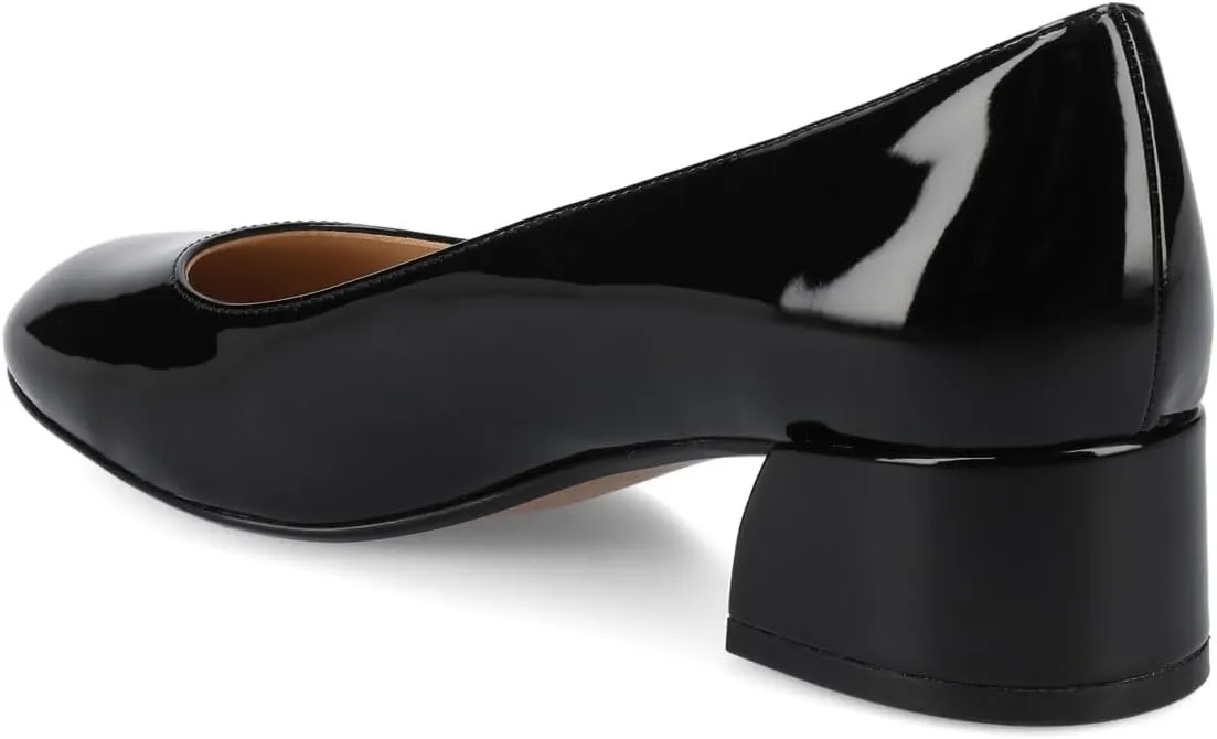 Journee Collection Womens Saarii Block Heel Dress Pumps Cushioned Slip On Covered Round Closed Toe Fashion Shoe