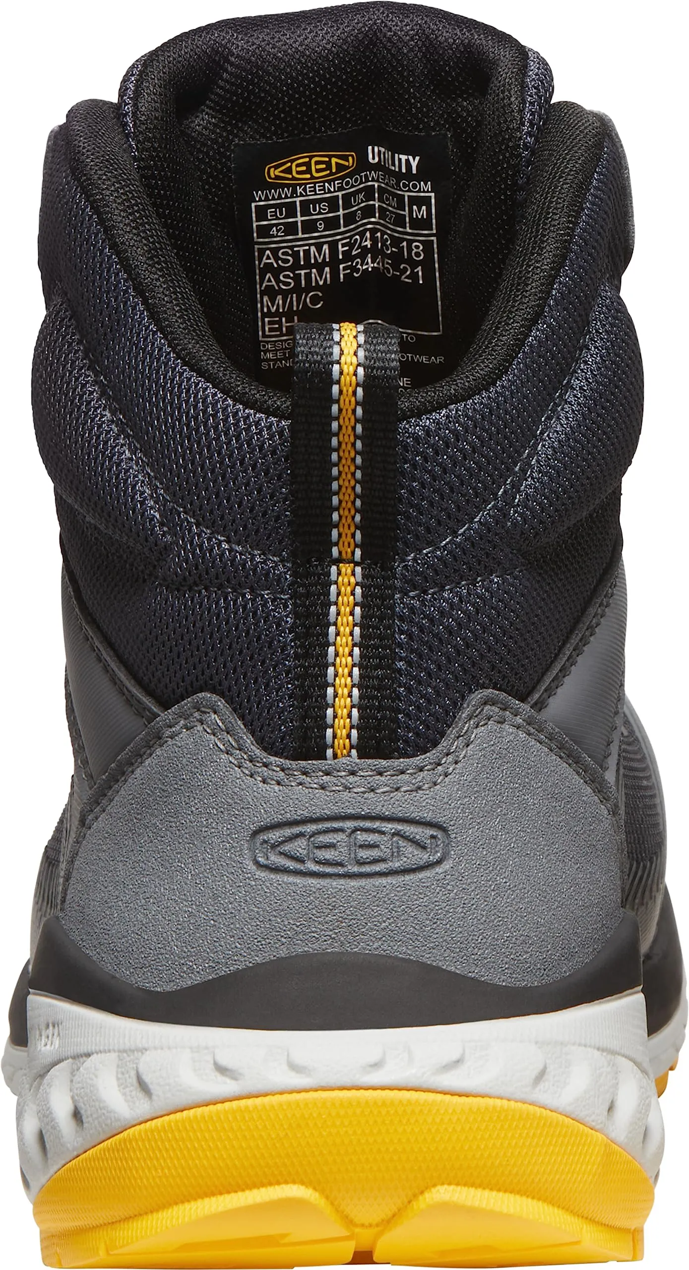 KEEN Utility Men's Arvada Mid Height Composite Toe Breathable Industrial Work Sneaker 14 Wide Black/Keen Yellow
