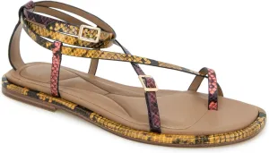 Kenneth Cole New York Women's Paros Flat Sandal, Multi Postal Snake, 5.5