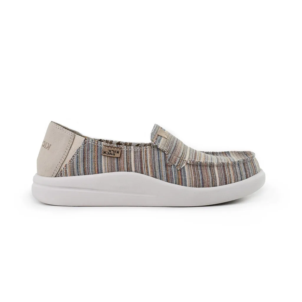 KickBack Rizzo Canvas Women's Lightweight Slip On Shoe Pastel Stripes