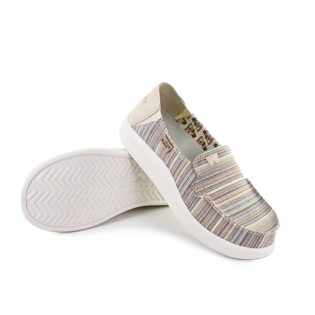 KickBack Rizzo Canvas Women's Lightweight Slip On Shoe Pastel Stripes