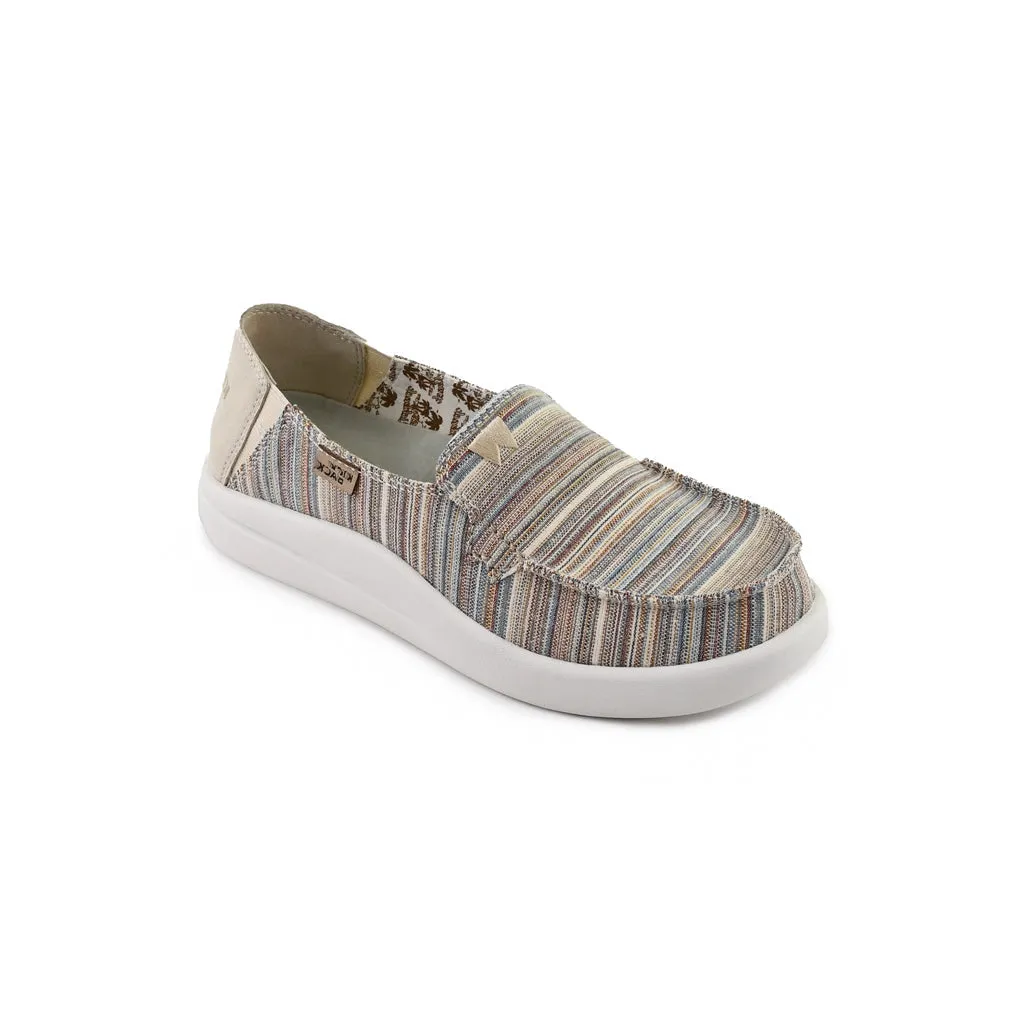KickBack Rizzo Canvas Women's Lightweight Slip On Shoe Pastel Stripes