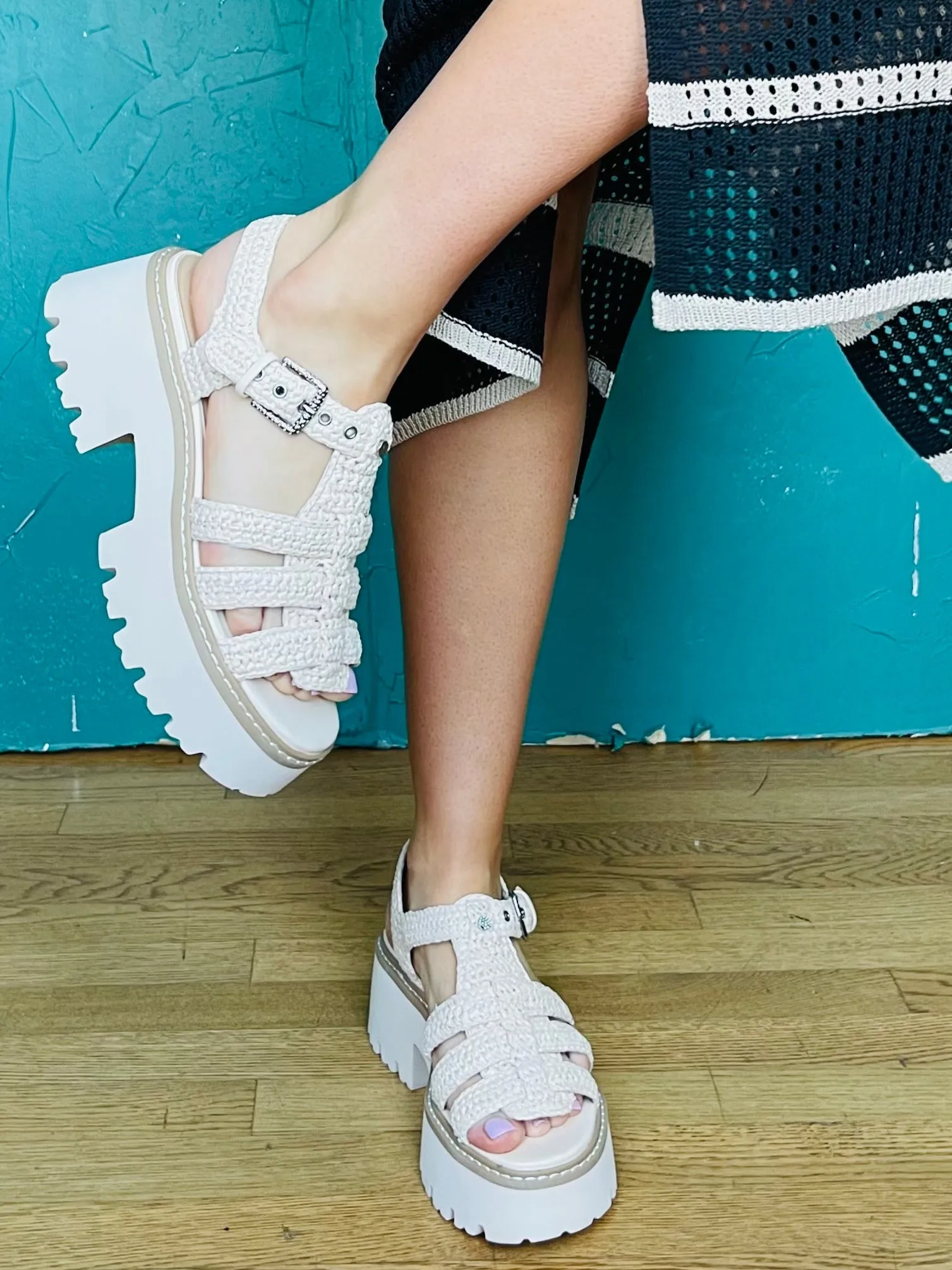 Latice Oatmeal Knit Sandal