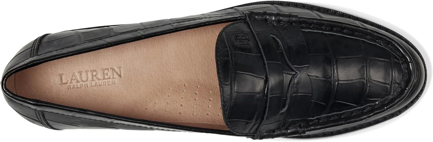Lauren Ralph Lauren Women's Wynnie Crocodile-Embossed Leather Loafer Penny