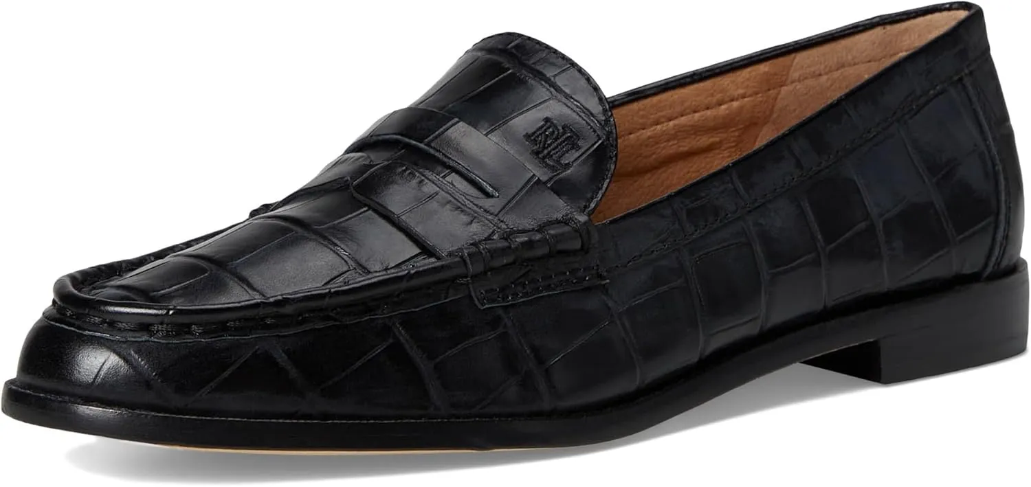 Lauren Ralph Lauren Women's Wynnie Crocodile-Embossed Leather Loafer Penny