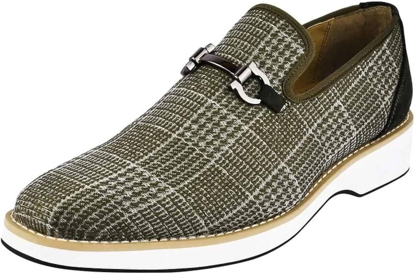 LIBERTYZENO Mens Canvas Textile & Suede Leather Adults Noble Penny Loafers Slip On Prom & Wedding Party Shoes for Prom Graduation