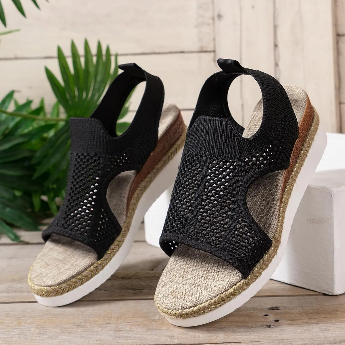 Libiyi Sandals Women Orthotic Ultra-Comfy Sport Sandals Wedge Heel Fly Weave Casual Hollow Beach Closed Toe Summer Shoe Strappy Flat with Buckle Strap Ultra Comfy Wedge and Shoes Walking