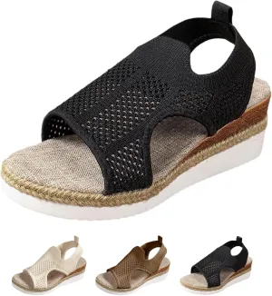 Libiyi Sandals Women Orthotic Ultra-Comfy Sport Sandals Wedge Heel Fly Weave Casual Hollow Beach Closed Toe Summer Shoe Strappy Flat with Buckle Strap Ultra Comfy Wedge and Shoes Walking