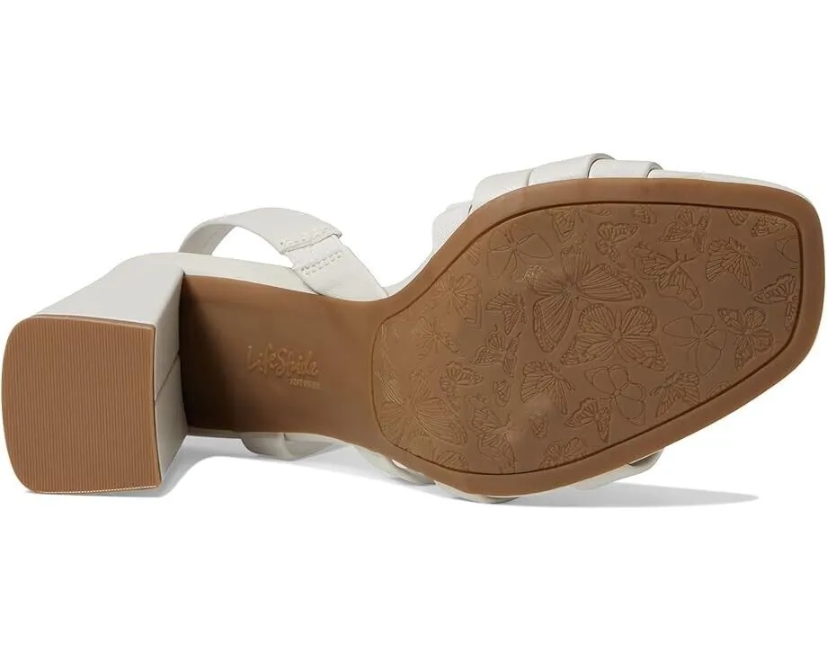 LifeStride Broadway I4261S1-100 Sandal Womens 8.5 Bone Strappy Block Heel KHD364