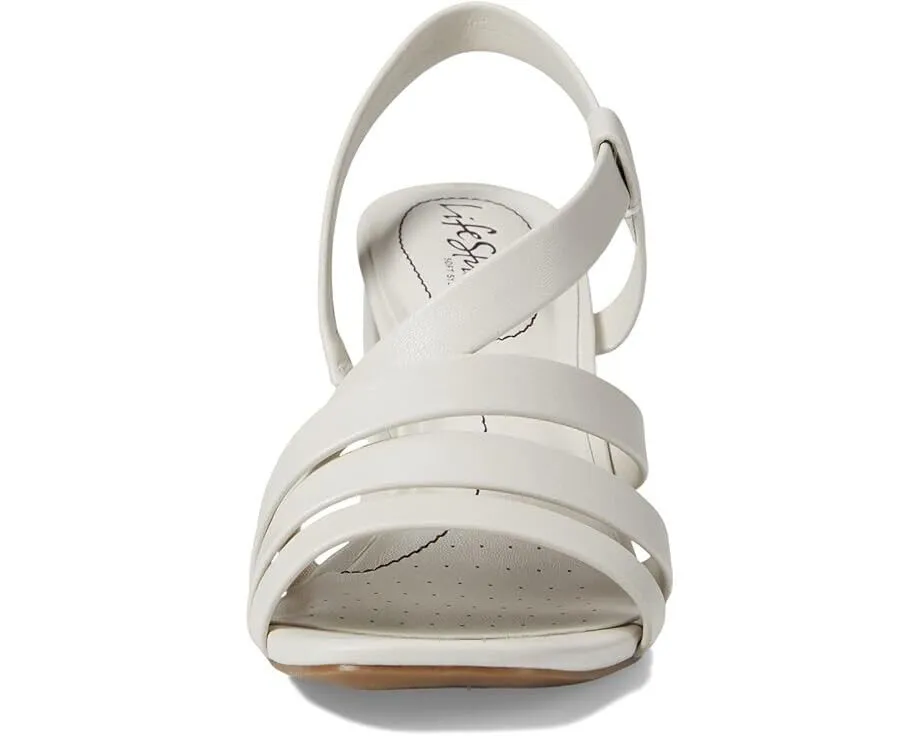 LifeStride Broadway I4261S1-100 Sandal Womens 8.5 Bone Strappy Block Heel KHD364