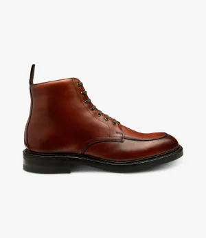 LOAKE GISBOURNE MAHOGANY DERBY BOOT RUBBER SOLE F-MEDIUM