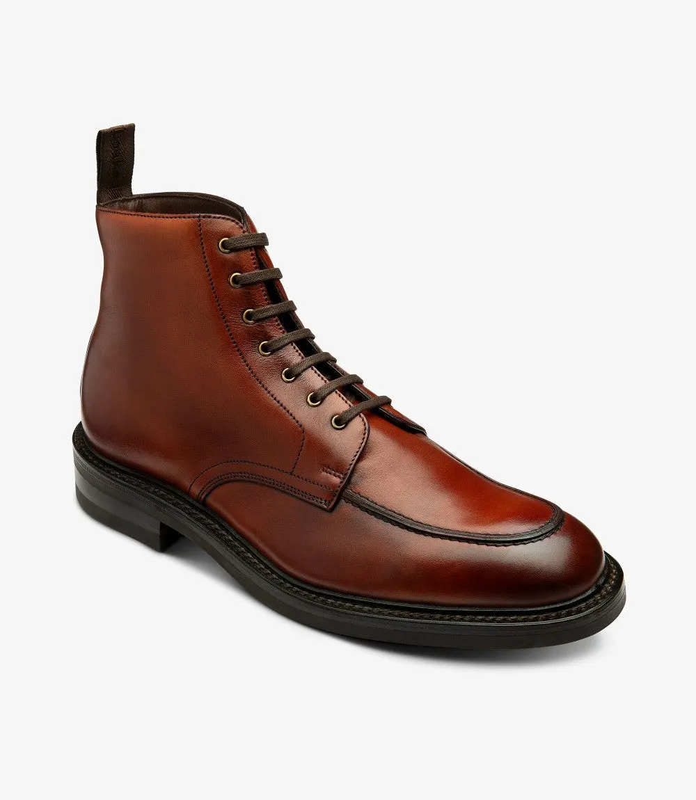 LOAKE GISBOURNE MAHOGANY DERBY BOOT RUBBER SOLE F-MEDIUM