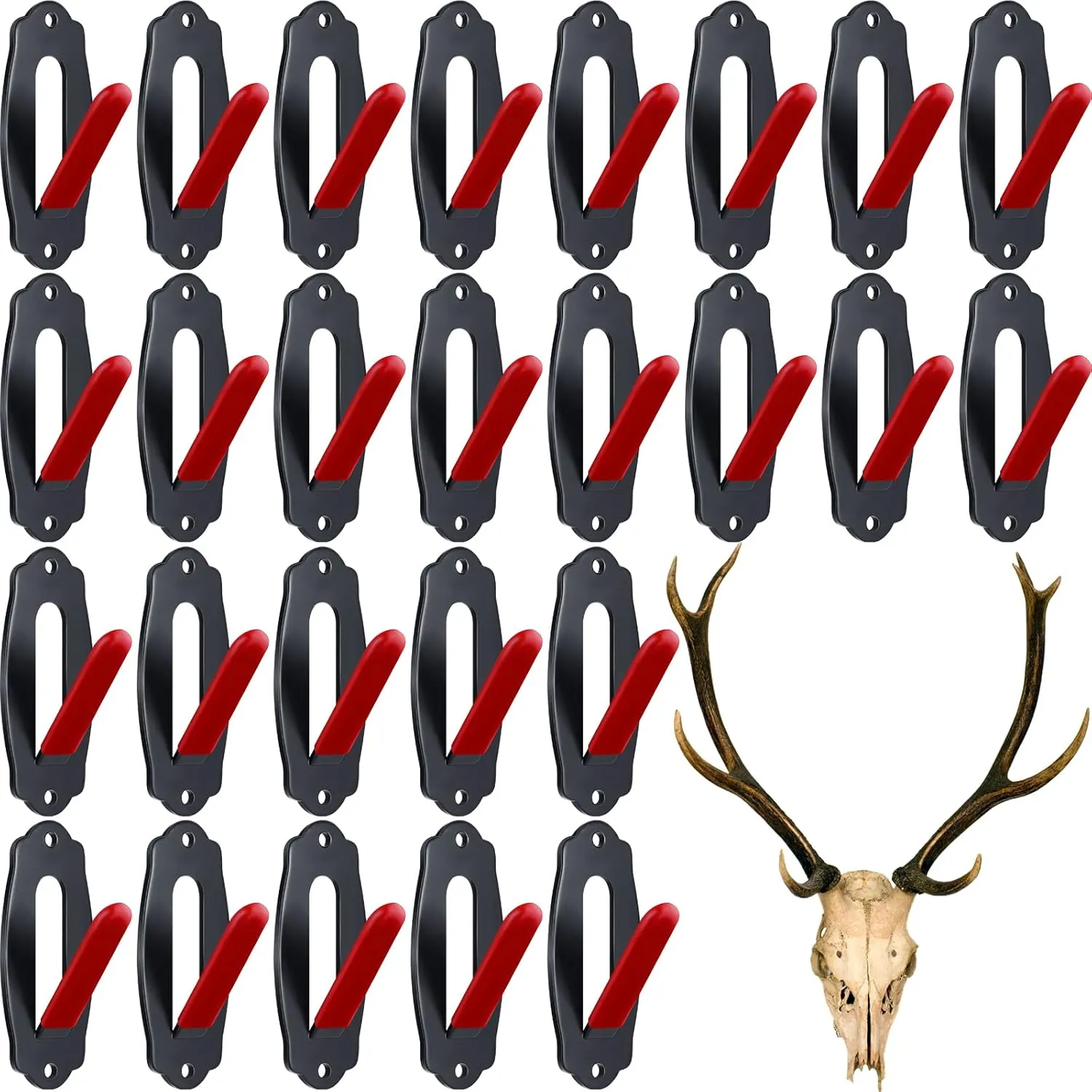 Lounsweer 26 Pack European Skull Mount Hanger Skull Wall Mount Bracket Hangers with Installing Kits for Deer Mule Elk Antelope Coyote(Red)