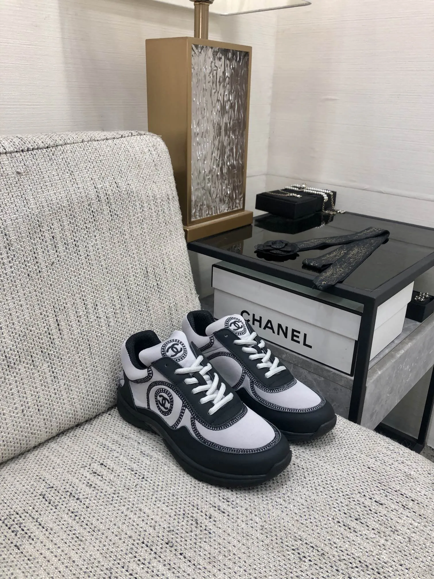 Low-price guarantee Sneaker CHANEL Black Back-to-school sale Fabric Grey