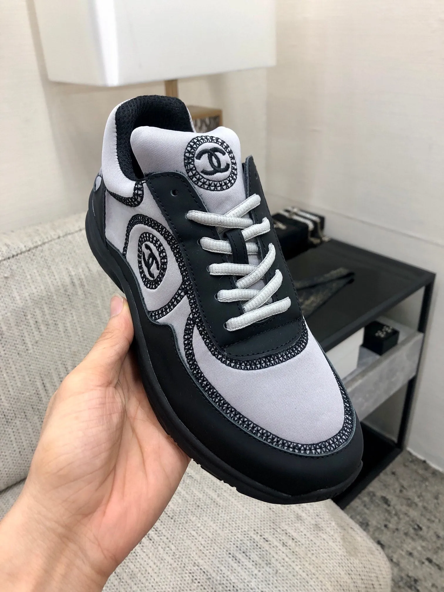 Low-price guarantee Sneaker CHANEL Black Back-to-school sale Fabric Grey