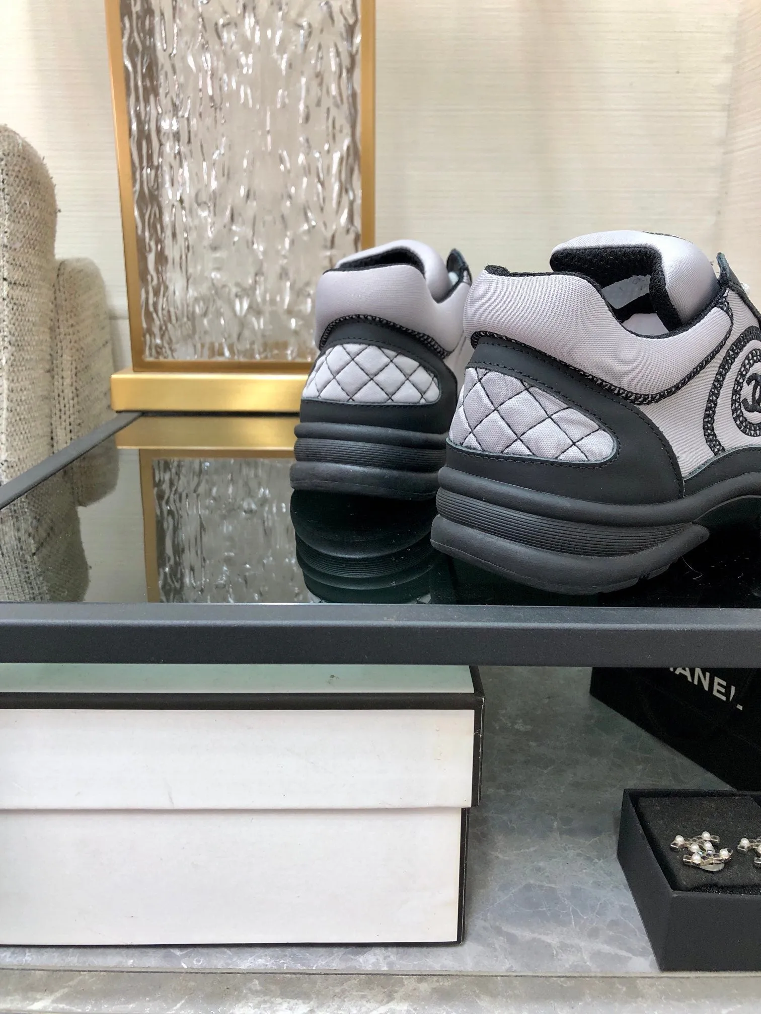 Low-price guarantee Sneaker CHANEL Black Back-to-school sale Fabric Grey