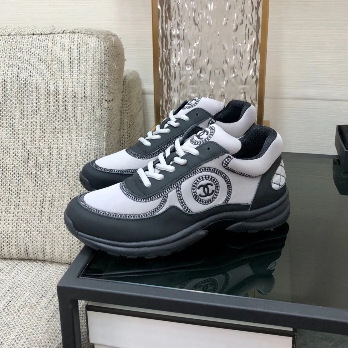 Low-price guarantee Sneaker CHANEL Black Back-to-school sale Fabric Grey
