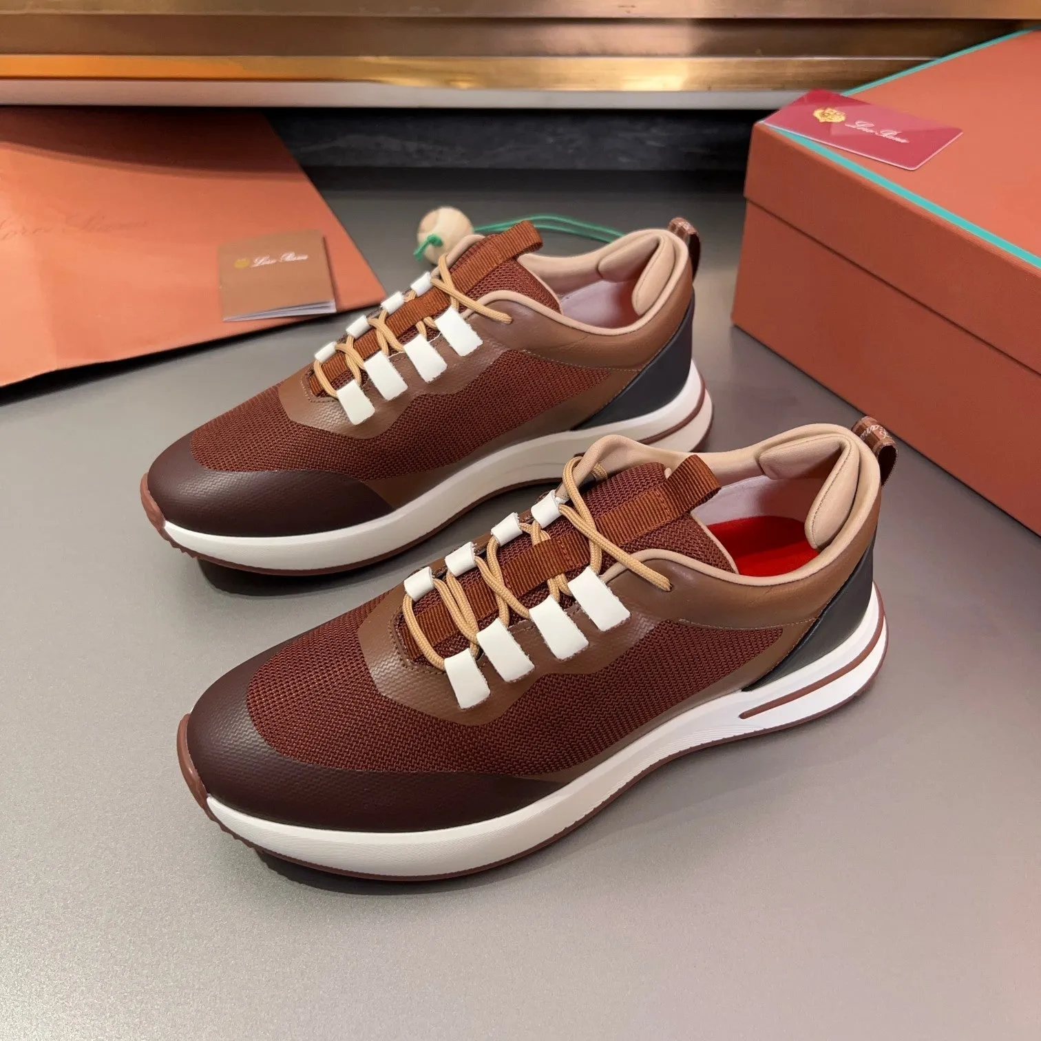 LP BRUNELLO SNEAKERS BROWN AND CHOCOLATE MESH BREATHABLE