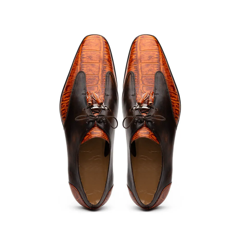 Marco Di Milano Anzio Brandy Alligator & Calfskin Derby