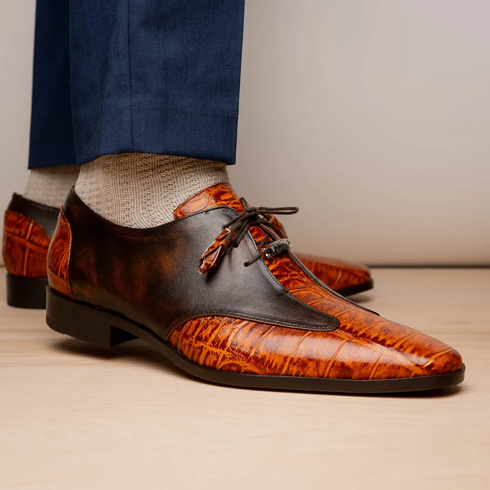 Marco Di Milano Anzio Brandy Alligator & Calfskin Derby
