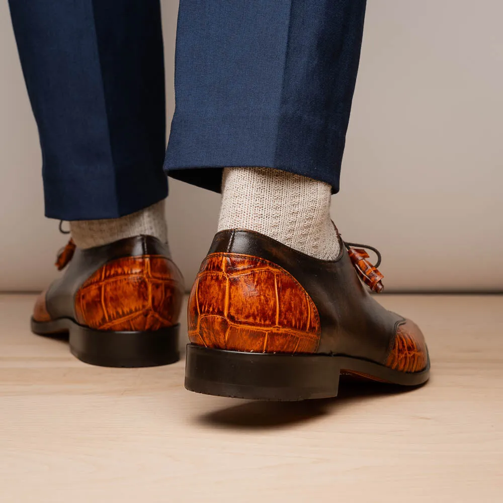 Marco Di Milano Anzio Brandy Alligator & Calfskin Derby