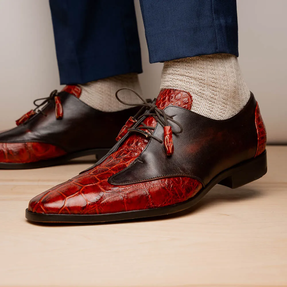Marco Di Milano Anzio Cognac Alligator & Calfskin Derby