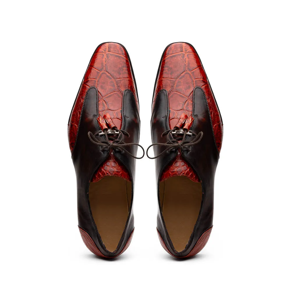 Marco Di Milano Anzio Cognac Alligator & Calfskin Derby