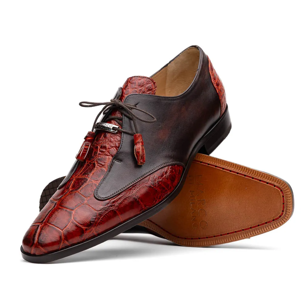 Marco Di Milano Anzio Cognac Alligator & Calfskin Derby