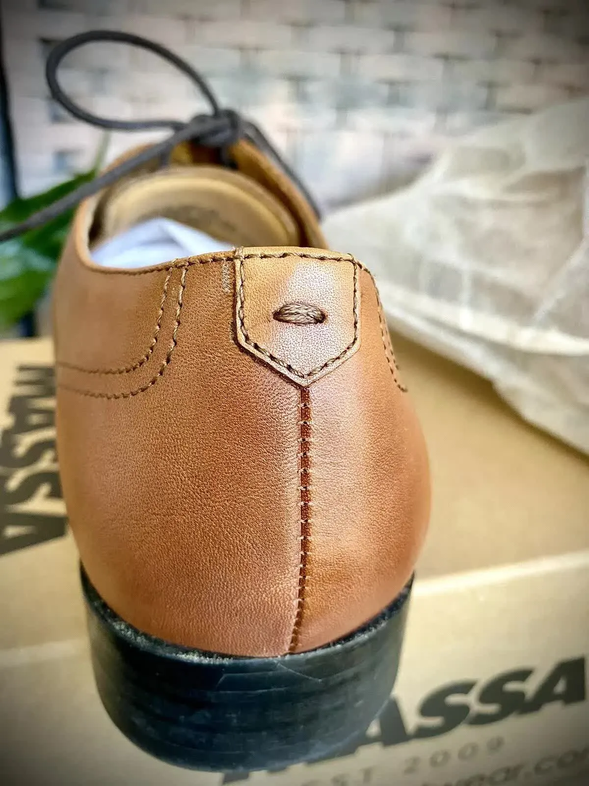 Massa Ascoli Leather Derby Dress Lace Up Shoes Wedding Business Formal in Tan - UK 8