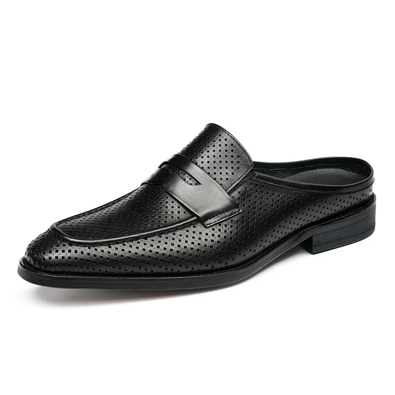 Men’s Backless Loafers with Perforated Design