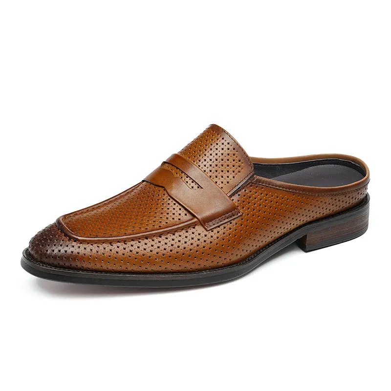 Men’s Backless Loafers with Perforated Design