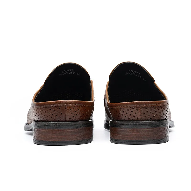 Men’s Backless Loafers with Perforated Design