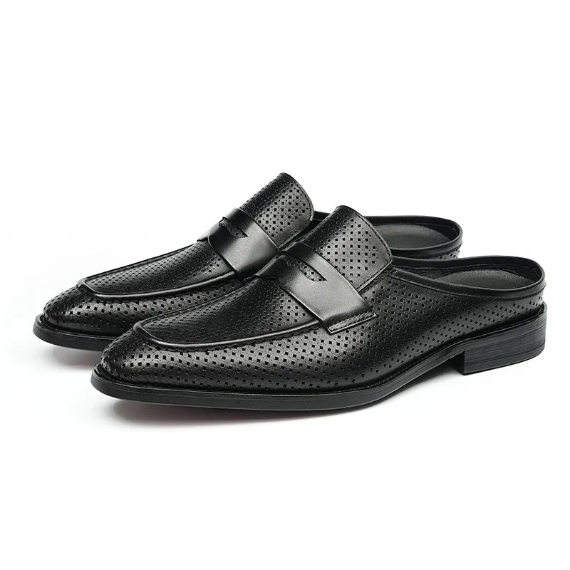 Men’s Backless Loafers with Perforated Design