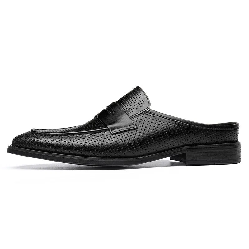 Men’s Backless Loafers with Perforated Design