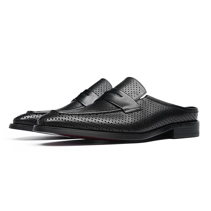 Men’s Backless Loafers with Perforated Design