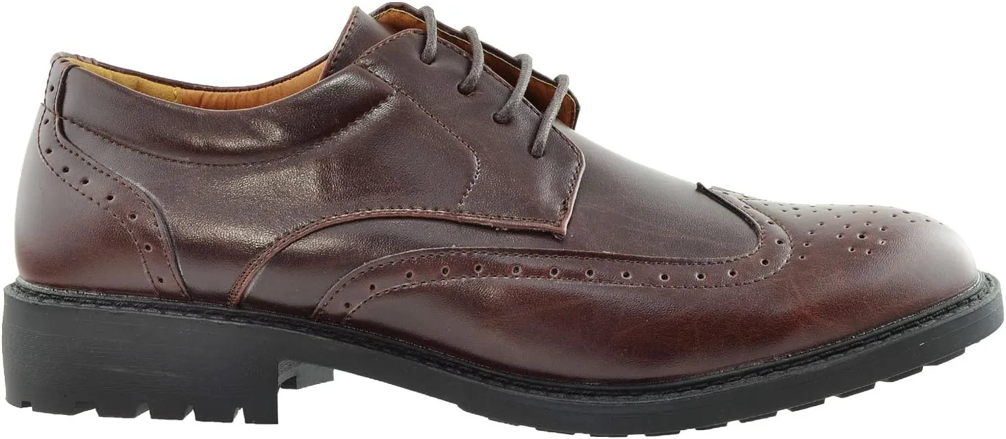 Men's Dress Shoes Derby Wingtip Lace Up Broguing Cap Toe