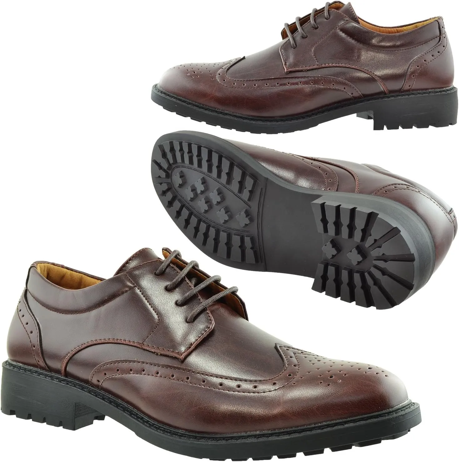Men's Dress Shoes Derby Wingtip Lace Up Broguing Cap Toe