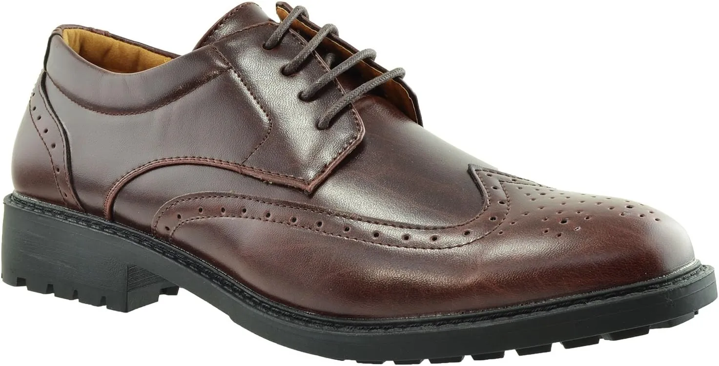 Men's Dress Shoes Derby Wingtip Lace Up Broguing Cap Toe