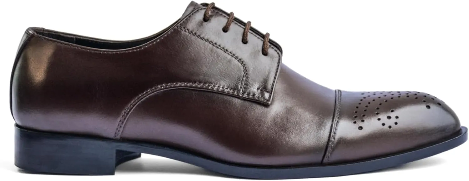 Men's Dress Shoes Handmade Leather Formal Business Oxford Shoes Premium Brogue Derby Retro Dress Shoes for Men