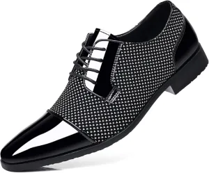 Men's Dress Shoes Oxfords Classic Lace-up Formal Patent Leather Tuxedo Shoes Business Wedding Derby Casual Fashion White Black