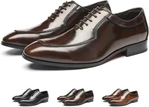 Men's Genuine Leather Lace Up Dress Oxfords Shoes Fashion Classic Hand Stitched Cap Toe Low Top Formal Shoes Casual Business Office Wedding Derby Shoes