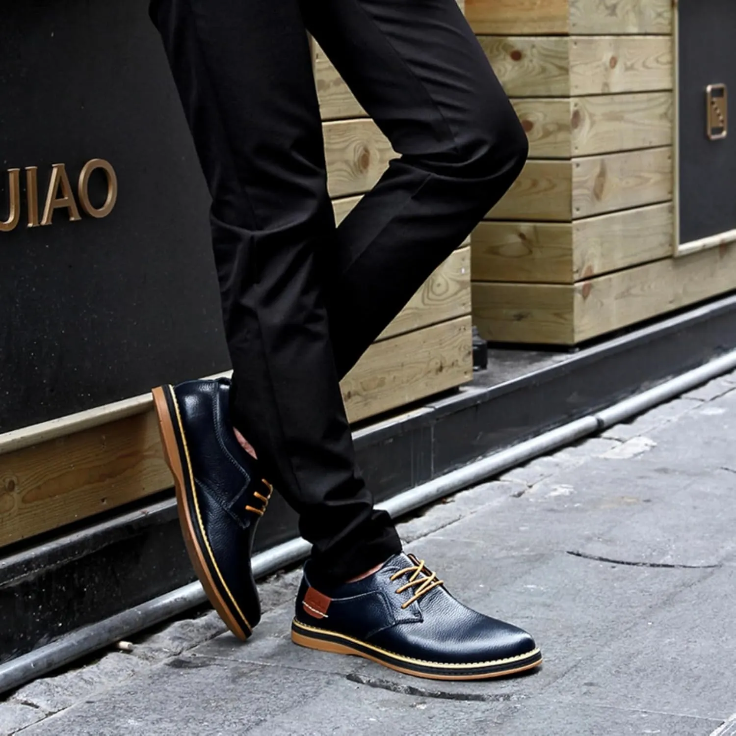 Mens Genuine Leather Lace Up Oxfords Classic Wing Tips Dress Shoes Casual Luxury Business Work Office Retro Derby Shoes