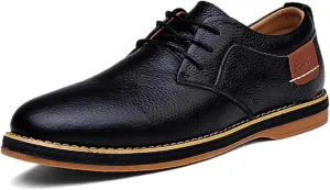 Mens Genuine Leather Lace Up Oxfords Classic Wing Tips Dress Shoes Casual Luxury Business Work Office Retro Derby Shoes