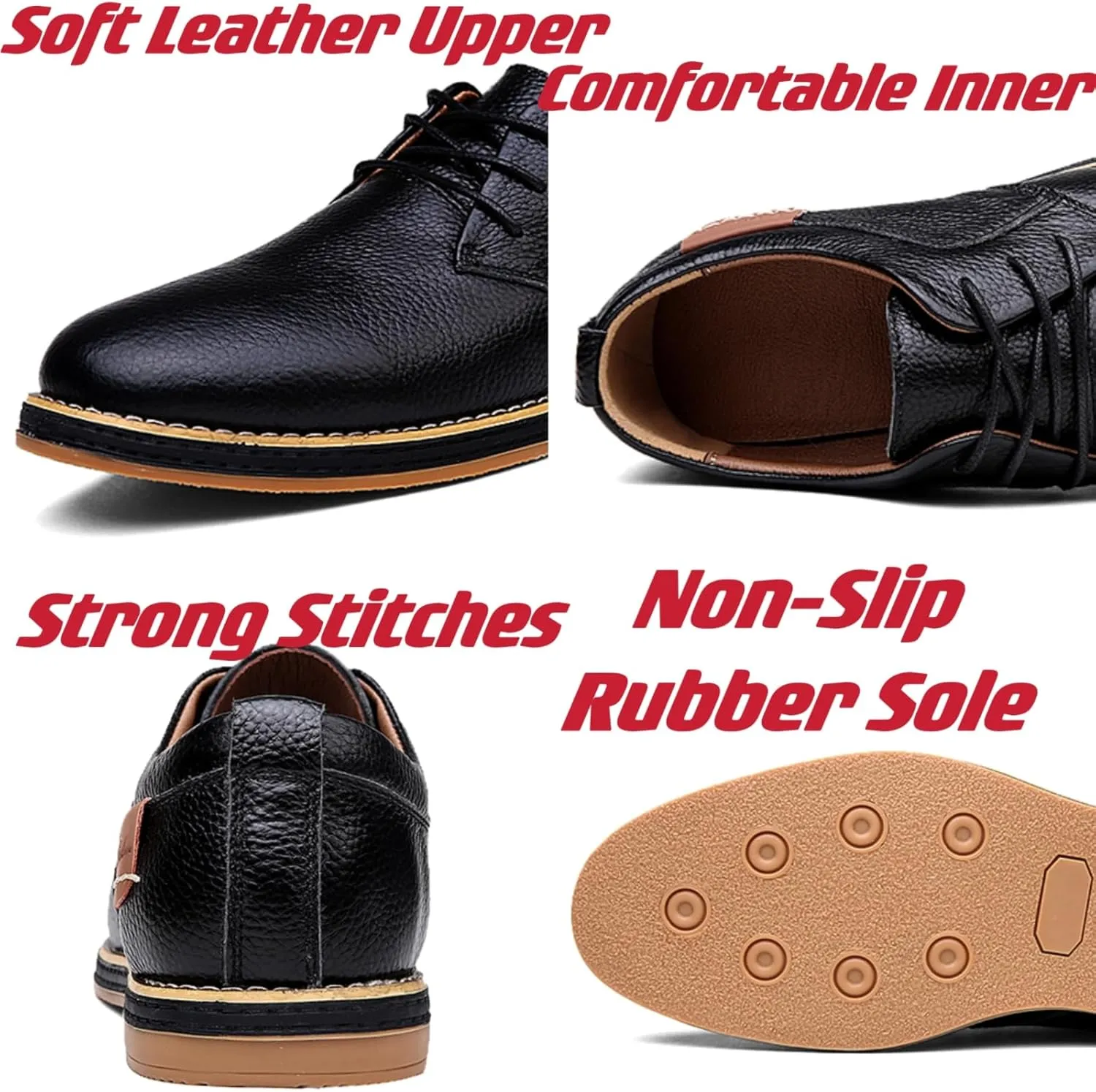 Mens Genuine Leather Lace Up Oxfords Classic Wing Tips Dress Shoes Casual Luxury Business Work Office Retro Derby Shoes