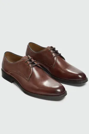 Men’s Leather Lace Up Derby Dress Shoes - Taylor - Brown