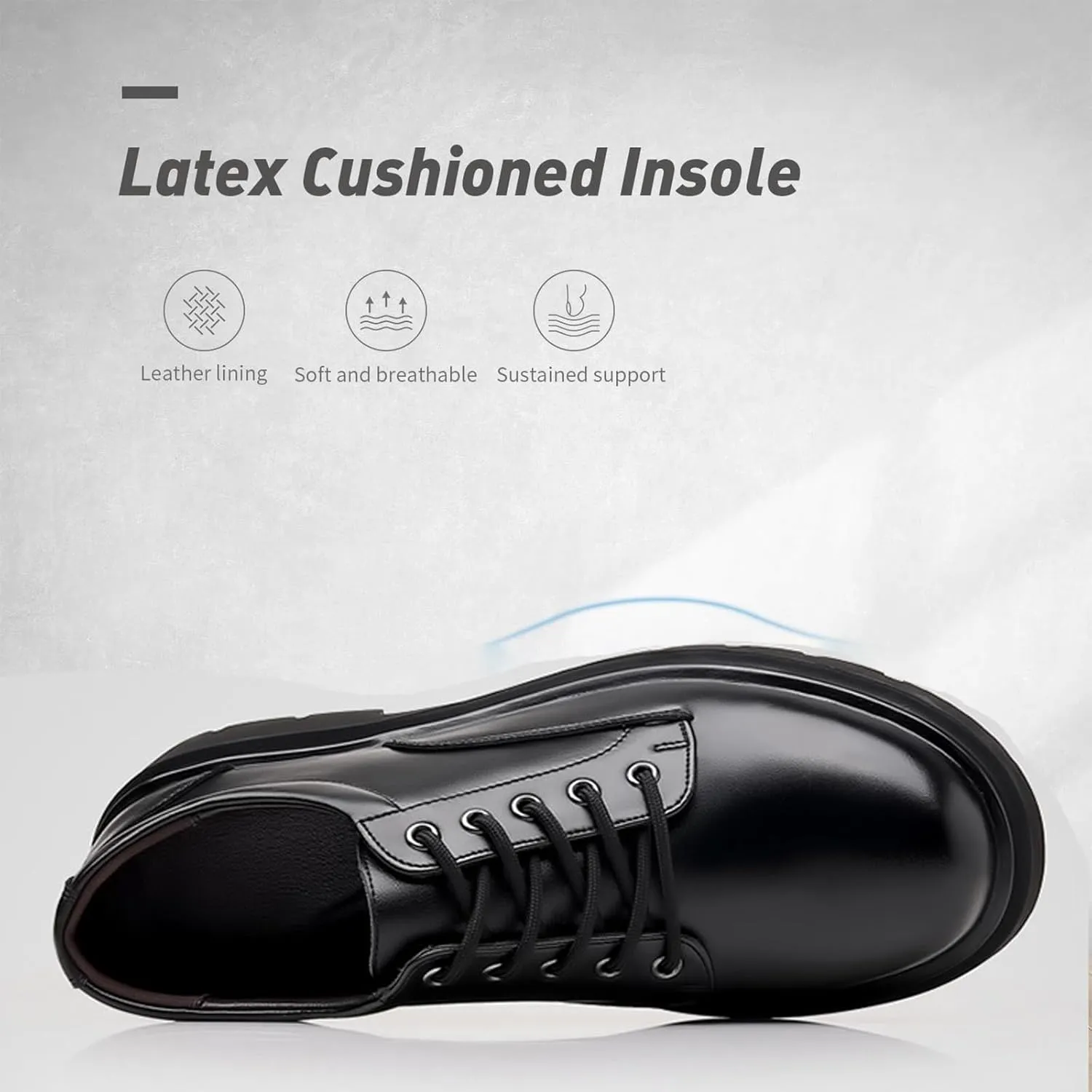 Mens Leather Lace Up Platform Dress Oxford Shoes Modern Comfortable Classic Chunky Heel Business Casual Formal Shoes for Wedding Work Party
