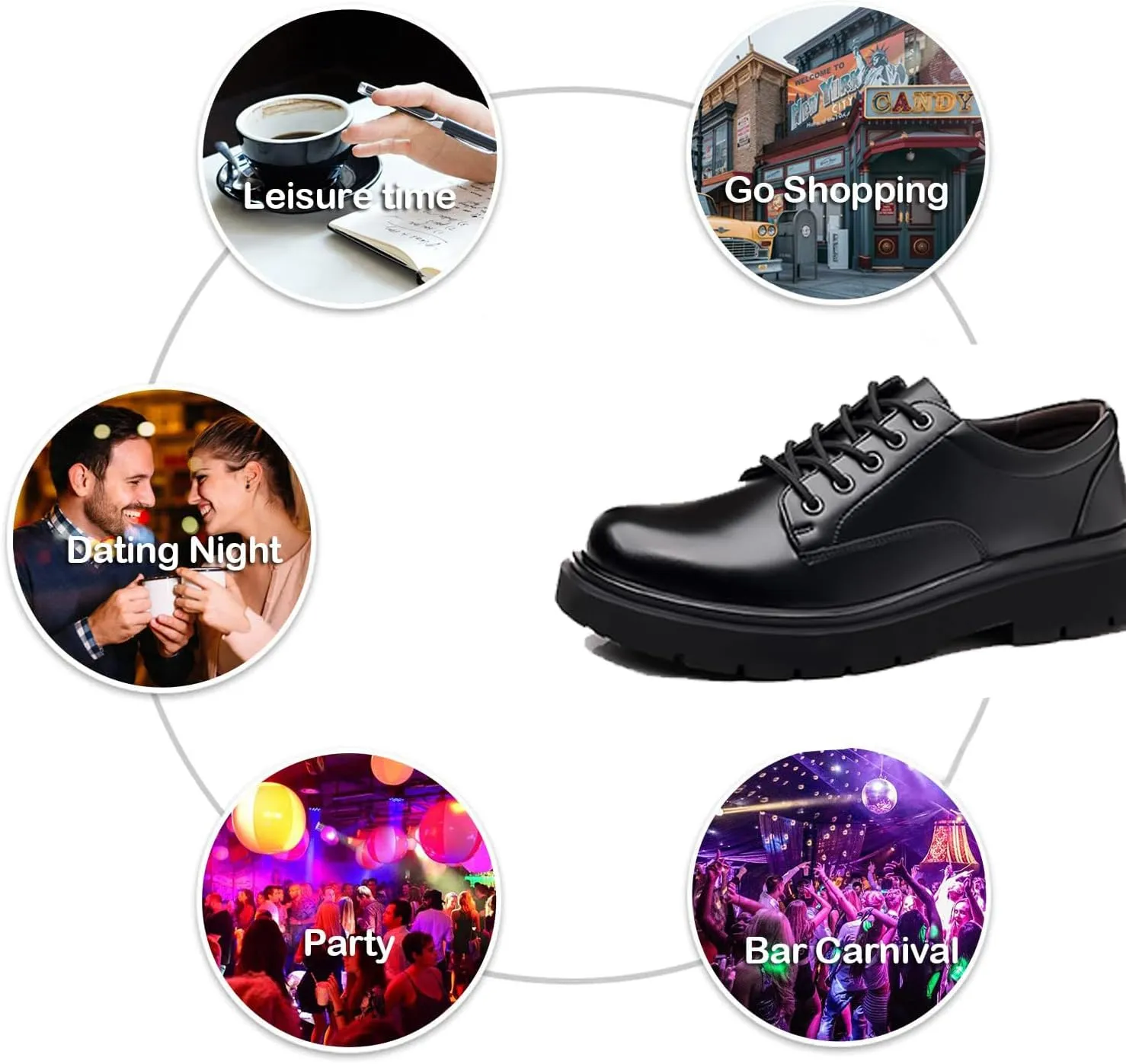 Mens Leather Lace Up Platform Dress Oxford Shoes Modern Comfortable Classic Chunky Heel Business Casual Formal Shoes for Wedding Work Party