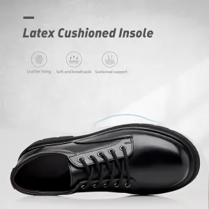 Mens Leather Lace Up Platform Dress Oxford Shoes Modern Comfortable Classic Chunky Heel Business Casual Formal Shoes for Wedding Work Party